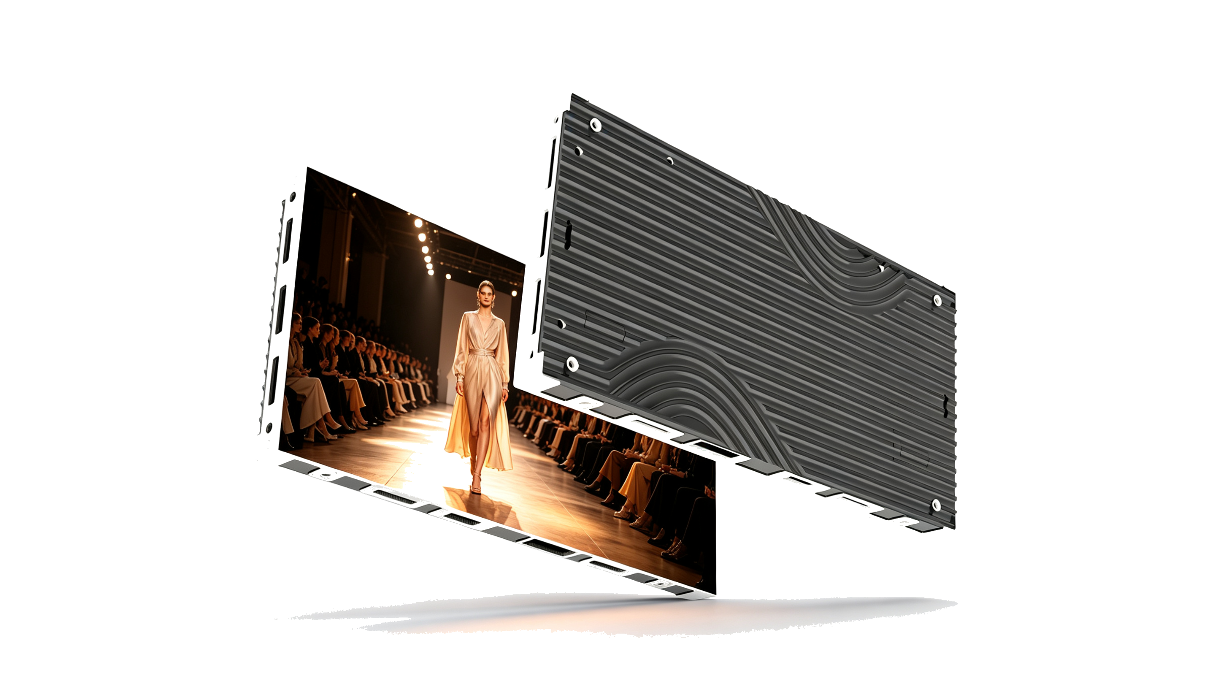 Firefly Fortis fine-pitch LED display cabinet, front and rear view